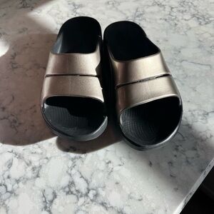 Oofos Metallic Slide Sandals